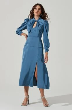 Twist Mock Neck Midi Dress 24 Twist Mock Neck Midi Dress -Dresses Sales Store ADR101332 BLUE 1