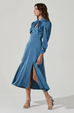 Twist Mock Neck Midi Dress 26 Twist Mock Neck Midi Dress -Dresses Sales Store ADR101332 BLUE 2