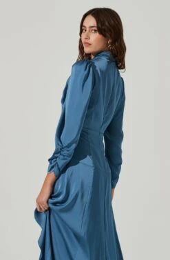 Twist Mock Neck Midi Dress 28 Twist Mock Neck Midi Dress -Dresses Sales Store ADR101332 BLUE 5