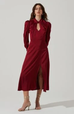 Twist Mock Neck Midi Dress 32 Twist Mock Neck Midi Dress -Dresses Sales Store ADR101332 WINE 2