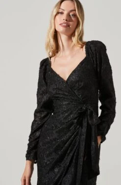 Terese Floral Burnout Tie Waist Midi Dress -Dresses Sales Store ADR101416 BLACK 2