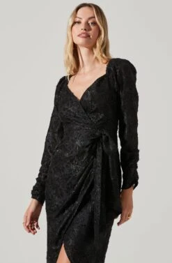 Terese Floral Burnout Tie Waist Midi Dress -Dresses Sales Store ADR101416 BLACK 3