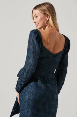 Terese Floral Burnout Tie Waist Midi Dress -Dresses Sales Store ADR101416 NAVY 4