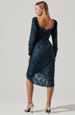 Terese Floral Burnout Tie Waist Midi Dress -Dresses Sales Store ADR101416 NAVY 5