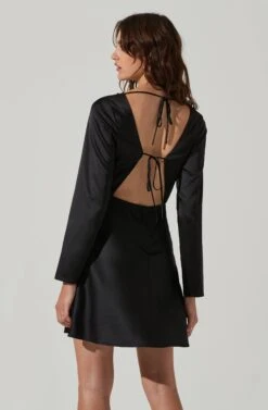 Cowl Neck Long Sleeve Mini Dress -Dresses Sales Store ADR101455 BLACK 5