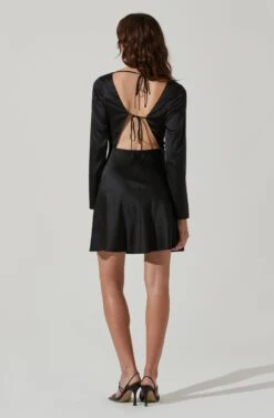 Cowl Neck Long Sleeve Mini Dress -Dresses Sales Store ADR101455 BLACK 6