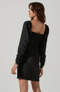 Lace Bustier Long Sleeve Mini Dress -Dresses Sales Store ADR101487 BLACK 5