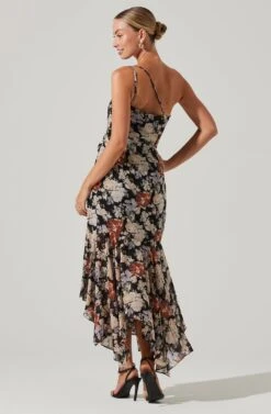 Emmylou Floral One Shoulder Midi Dress -Dresses Sales Store ADR101528 BLACKFLORAL 5