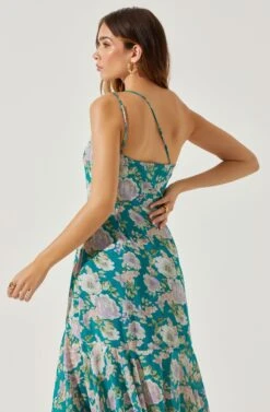 Emmylou Floral One Shoulder Midi Dress -Dresses Sales Store ADR101528 GREENPURPLEFLORAL 6