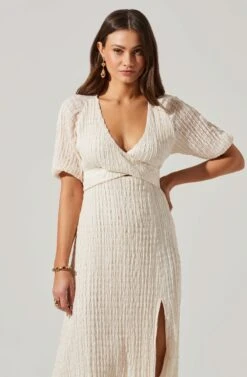 Cross Bust Tie Back Midi Dress -Dresses Sales Store ADR101563 CREAM 3