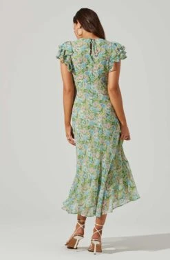 Celestine Floral Ruffle Midi Dress -Dresses Sales Store ADR101613 GREENBLUEFLORAL 4