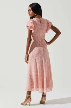 Celestine Floral Ruffle Midi Dress -Dresses Sales Store ADR101613 PINKREDFLORAL 5