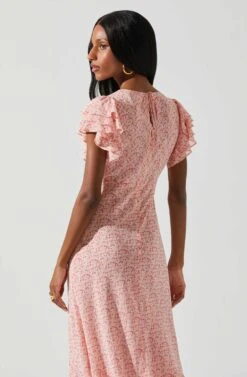 Celestine Floral Ruffle Midi Dress -Dresses Sales Store ADR101613 PINKREDFLORAL 6