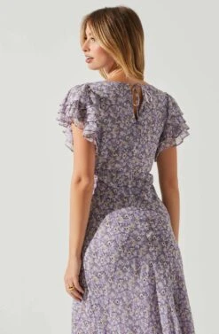 Celestine Floral Ruffle Midi Dress -Dresses Sales Store ADR101613 PURPLEFLORAL 5