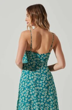 Floral Ruched Bust Midi Dress -Dresses Sales Store ADR101663 BLUEFLORAL 5