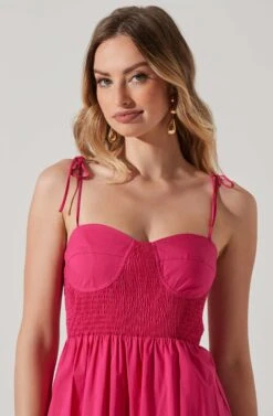 Tiered Smocked Midi Dress -Dresses Sales Store ADR101693 FUCHSIA 4