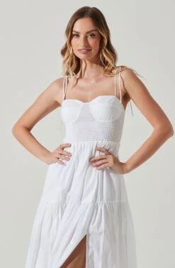 Tiered Smocked Midi Dress -Dresses Sales Store ADR101693 WHITE 3