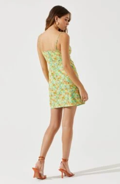 Keyhole Wrap Floral Mini Dress -Dresses Sales Store ADR101709 GREENMULTIFLORAL 5