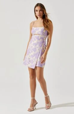 Keyhole Wrap Floral Mini Dress -Dresses Sales Store ADR101709 LAVENDERFLORAL 2