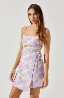Keyhole Wrap Floral Mini Dress -Dresses Sales Store ADR101709 LAVENDERFLORAL 4