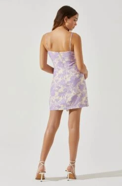 Keyhole Wrap Floral Mini Dress -Dresses Sales Store ADR101709 LAVENDERFLORAL 6