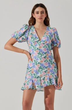 Flutter Sleeve Cutout Floral Mini Dress -Dresses Sales Store ADR101724 WHITEMULTIFLORAL 1