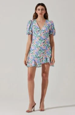 Flutter Sleeve Cutout Floral Mini Dress -Dresses Sales Store ADR101724 WHITEMULTIFLORAL 3