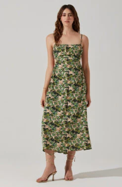 Open Back Floral Midi Dress -Dresses Sales Store ADR101751 GREENORANGEFLORAL 2