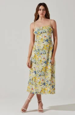 Open Back Floral Midi Dress -Dresses Sales Store ADR101751 YELLOWBLUEABSTRACT 1