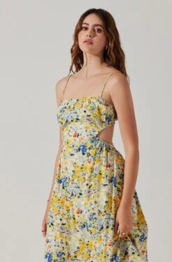 Open Back Floral Midi Dress -Dresses Sales Store ADR101751 YELLOWBLUEABSTRACT 3
