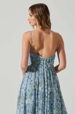 Floral Pleated Midi Dress -Dresses Sales Store ADR101774 BLUEFLORAL 5