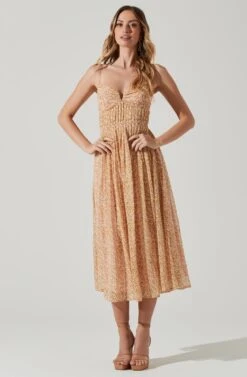 Floral Pleated Midi Dress -Dresses Sales Store ADR101774 YELLOWPINKFLORAL 1