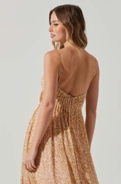 Floral Pleated Midi Dress -Dresses Sales Store ADR101774 YELLOWPINKFLORAL 5