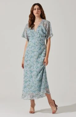 Flutter Sleeve Open Back Maxi Dress -Dresses Sales Store ADR101803 LIGHTBLUEMULTIFRL 1