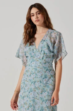 Flutter Sleeve Open Back Maxi Dress -Dresses Sales Store ADR101803 LIGHTBLUEMULTIFRL 3