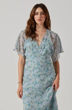 Flutter Sleeve Open Back Maxi Dress -Dresses Sales Store ADR101803 LIGHTBLUEMULTIFRL 4