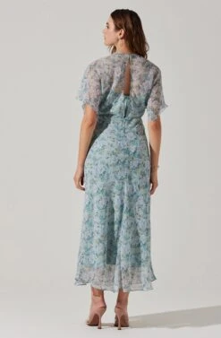 Flutter Sleeve Open Back Maxi Dress -Dresses Sales Store ADR101803 LIGHTBLUEMULTIFRL 5