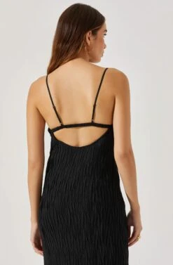 Open Back Plisse Midi Dress -Dresses Sales Store ADR101819 BLACK 6