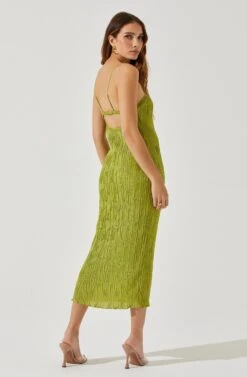Open Back Plisse Midi Dress -Dresses Sales Store ADR101819 CELERY 5