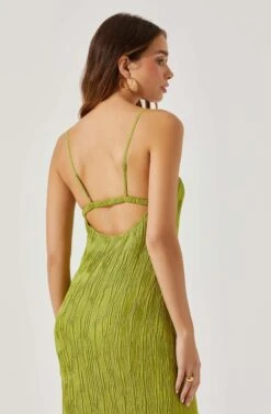 Open Back Plisse Midi Dress -Dresses Sales Store ADR101819 CELERY 6