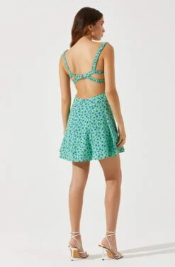 Sweetheart Neck Open Back Mini Dress -Dresses Sales Store ADR101821 GREENBLUEFLORAL 5