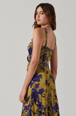 Cutout Ruched Maxi Dress -Dresses Sales Store ADR101913 CHARTREUSEINDIGOFL 6