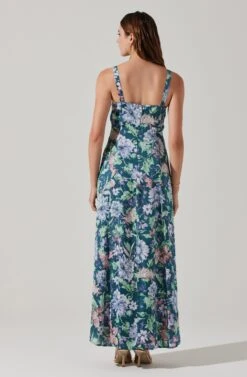 Cutout Ruched Maxi Dress -Dresses Sales Store ADR101913 TEALPURPLEMULTIFL 5