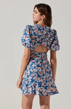 Flutter Sleeve Cutout Floral Mini Dress -Dresses Sales Store ADR10724 BLUEPINKFLORAL 6