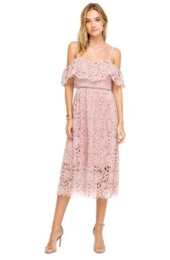 Off Shoulder Lace Midi Dress -Dresses Sales Store ADR95130 BLUSH 1A
