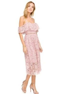 Off Shoulder Lace Midi Dress -Dresses Sales Store ADR95130 BLUSH 3A