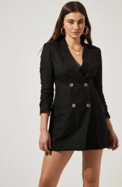 Linen Blazer Dress -Dresses Sales Store ADR95272 BLACK 2