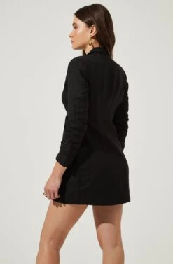 Linen Blazer Dress -Dresses Sales Store ADR95272 BLACK 4