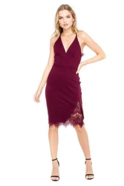 Peeking Lace Bodycon Dress -Dresses Sales Store ALD41836 BURGUNDY 01 9f5b3077 e6a1 4025 818c a25212ec14e9