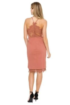 Peeking Lace Bodycon Dress -Dresses Sales Store ALD41836 CORAL CEDAR 04 98b0bb10 176a 4669 bb39 48bf02f8dd80